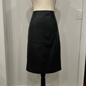 Ellie Tahari Black Leather Midi Skirt